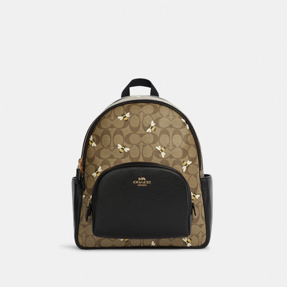 Court Backpack In Signature Canvas With Bee Print