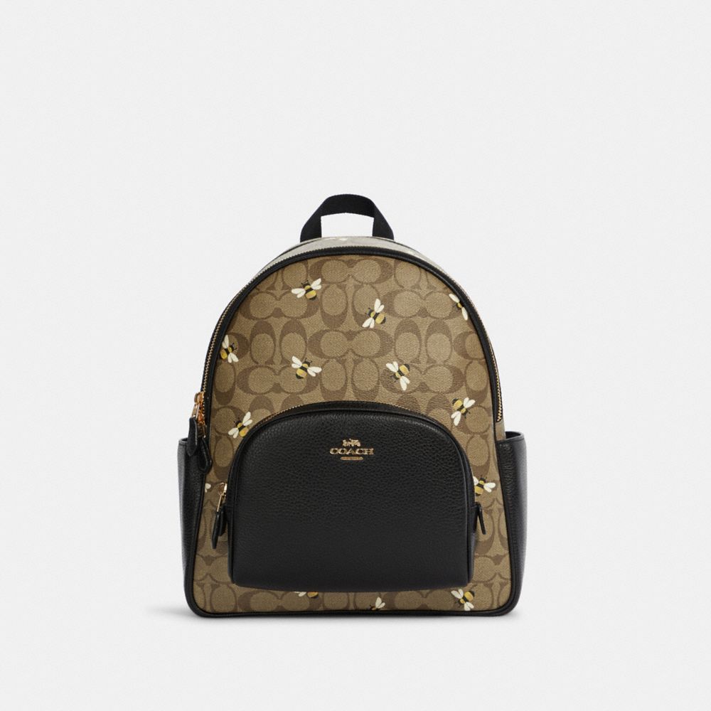 COACH® | Court Backpack In Signature Canvas With Bee Print