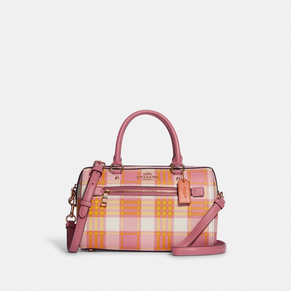 coach pink plaid purse