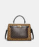 COACH®,LANE CARRYALL IN BLOCKED SIGNATURE CANVAS,Leather,Large,Gold/Khaki Brown Multi,Front View