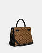 COACH®,LANE CARRYALL IN BLOCKED SIGNATURE CANVAS,Leather,Large,Gold/Khaki Brown Multi,Angle View