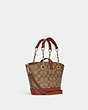 COACH®,LANE BUCKET BAG IN SIGNATURE CANVAS,Coated Canvas/Leather,Medium,Gold/Khaki Multi,Angle View