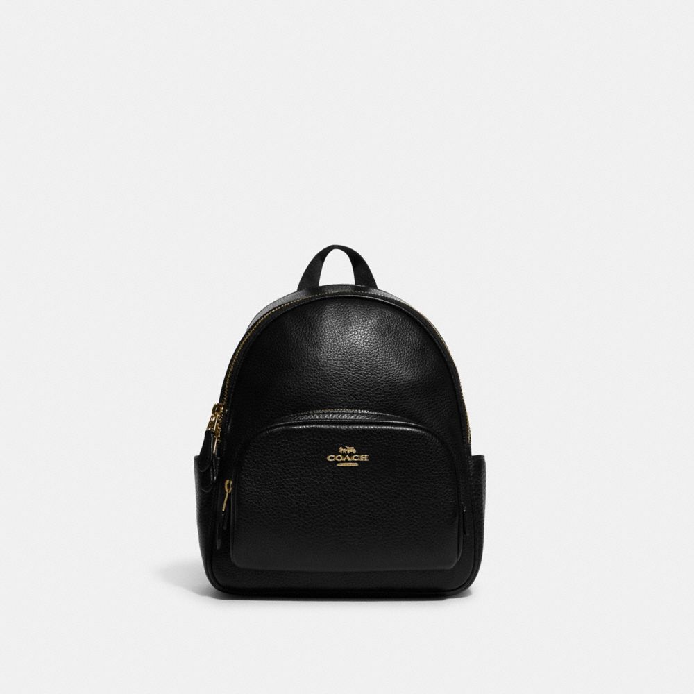 COACH®,MINI COURT BACKPACK,Pebbled Leather,Medium,Gold/Black,Front View