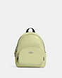 COACH®,MINI COURT BACKPACK,Pebbled Leather,Medium,Silver/Pale Lime,Front View