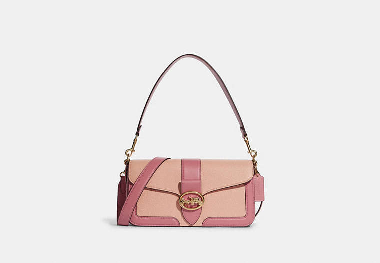 COACH®,GEORGIE SHOULDER BAG IN COLORBLOCK,Leather,Medium,Gold/Faded Blush/Taffy,Front View