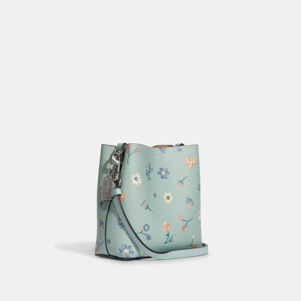 COACH Floral Print Tote Bag in Blue