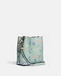 COACH®,MINI TOWN BUCKET BAG WITH MYSTICAL FLORAL PRINT,Small,Silver/Light Teal Multi,Angle View