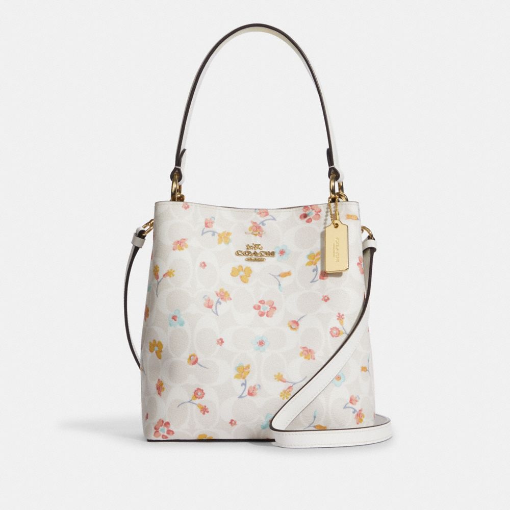 Mini T Monogram Floral Bucket Bag