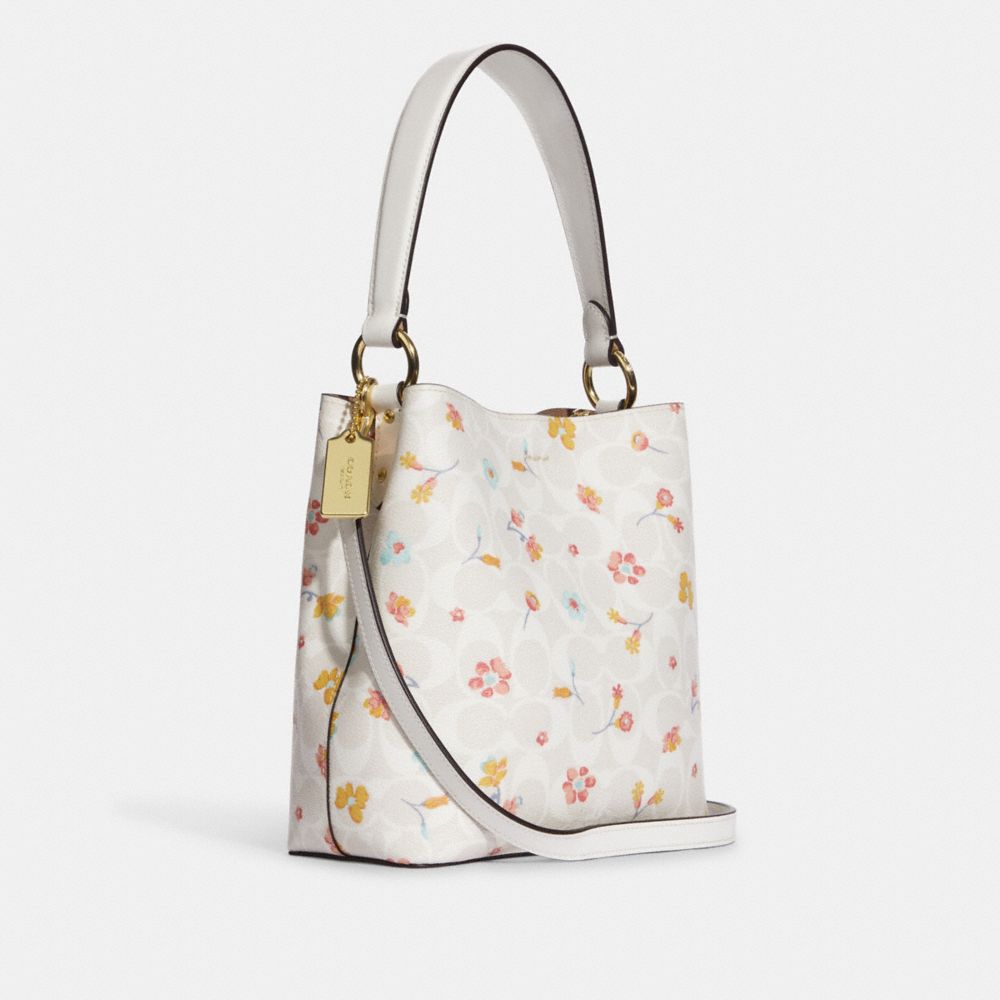 Mini T Monogram Floral Bucket Bag