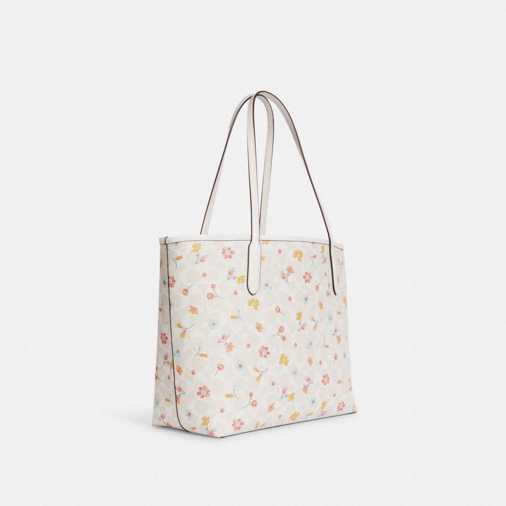 COACH®  City Tote In Signature Canvas With Rose Print