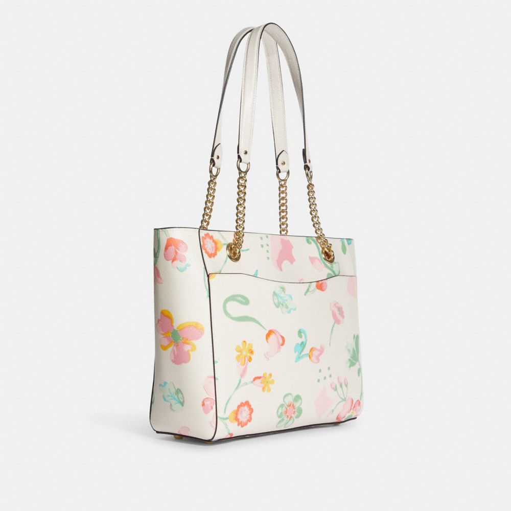 cammie chain tote with dreamy land floral print