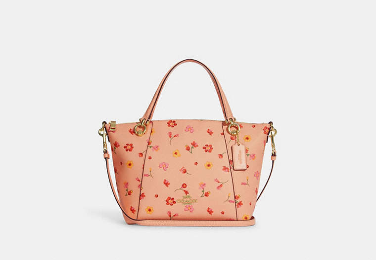 COACH®,KACEY SATCHEL WITH MYSTICAL FLORAL PRINT,Gold/Faded Blush Multi,Front View