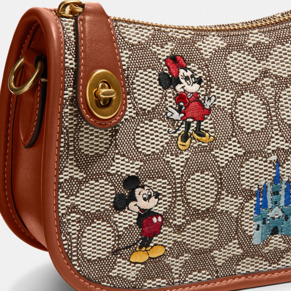 Disney X Coach Swinger Bag In Signature Textile Jacquard With Mickey Mouse  And Friends Embroidery