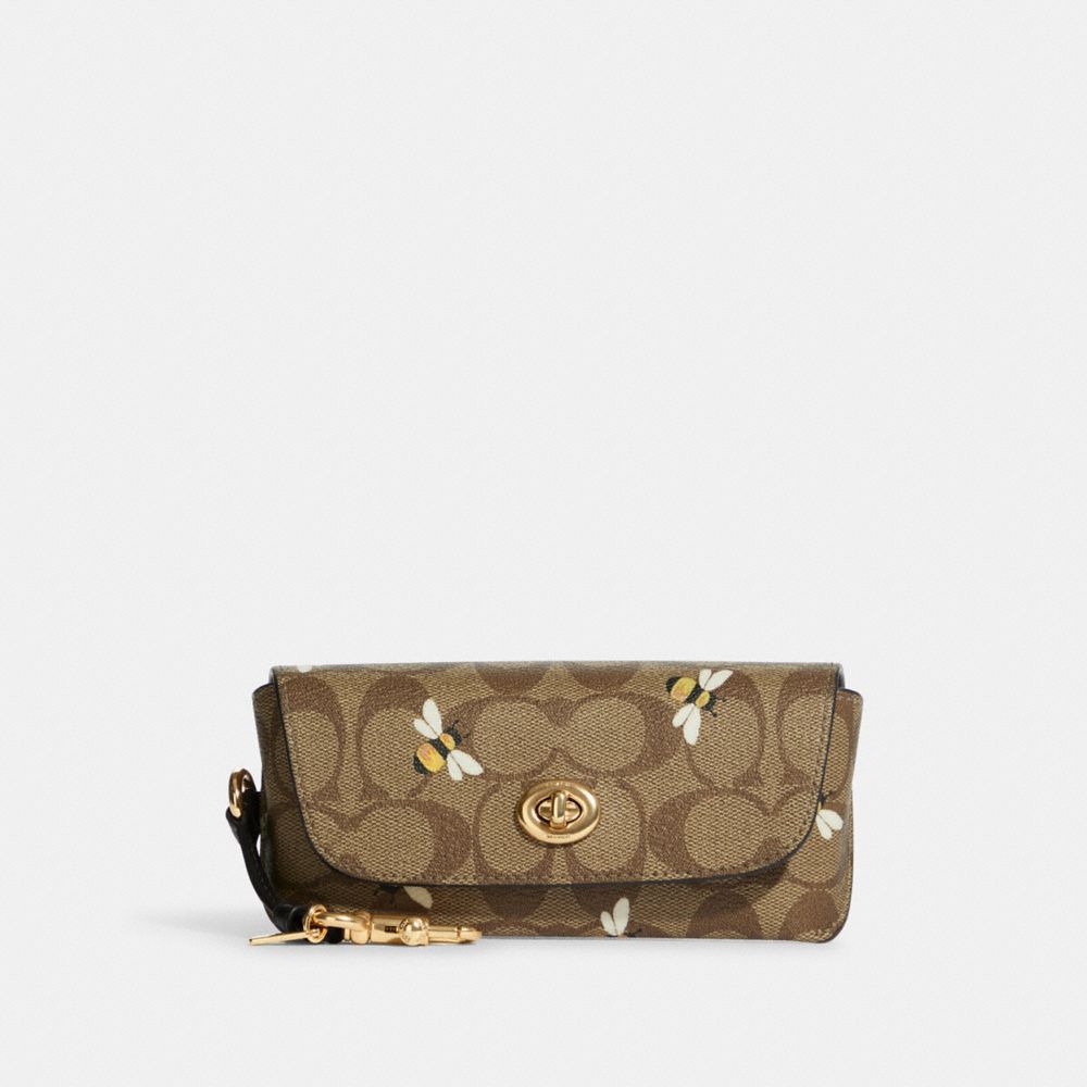 COACH® | Sunglass Case In Signature Canvas With Bee Print
