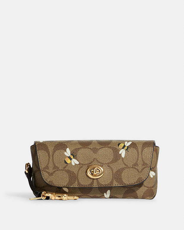 COACH® | Sunglass Case In Signature Canvas With Bee Print