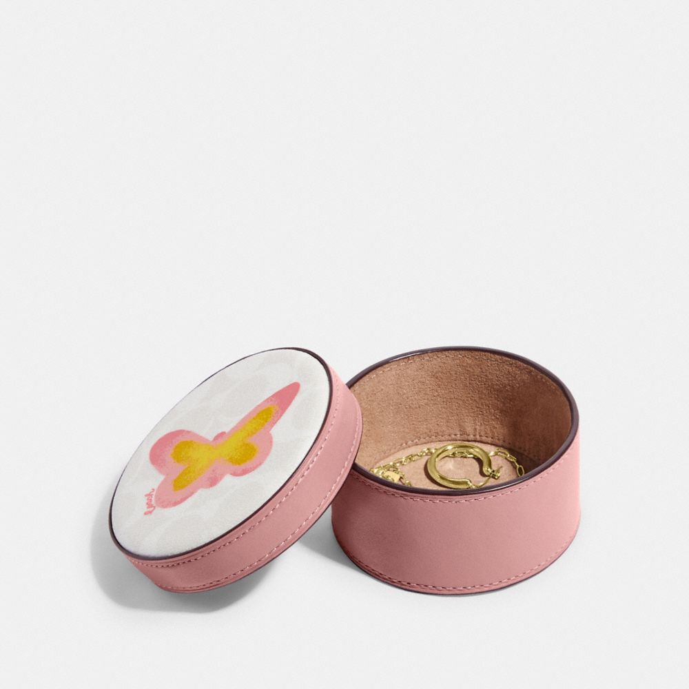 Trinket Box In Signature Canvas With Butterfly