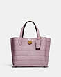 COACH®,WILLOW TOTE 24,Embossed Crocodile,Medium,Brass/Ice Purple,Front View