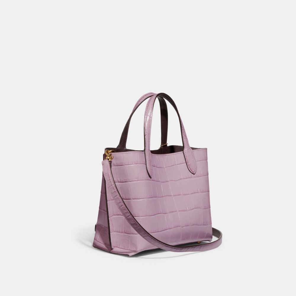 COACH®,Willow Tote Bag 24,Leather,Crossbody,Logo,Metal,Casual,Lavender,Angle View