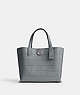 COACH®,WILLOW TOTE 24,Embossed Crocodile,Medium,Silver/Grey Blue Multi,Front View