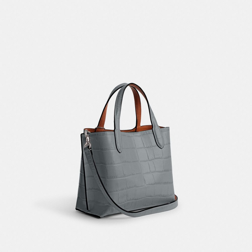 COACH®,Willow Tote Bag 24,Leather,Crossbody,Logo,Metal,Casual,Gray,Angle View