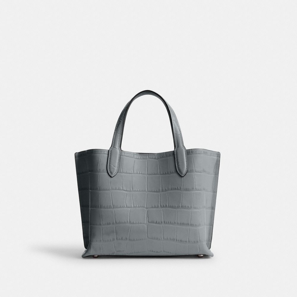 COACH®,Willow Tote Bag 24,Leather,Crossbody,Logo,Metal,Casual,Gray,Back View