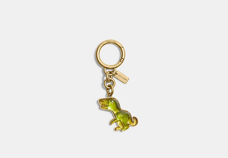 COACH®,REXY BAG CHARM,Brass/Green,Front View