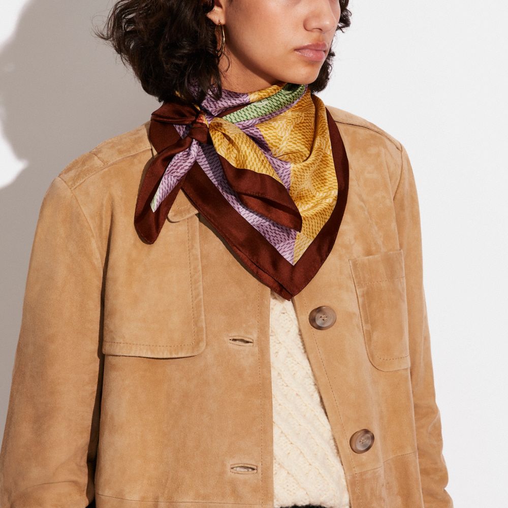 COACH®,Signature Patchwork Print Silk Square Scarf,,Detail View