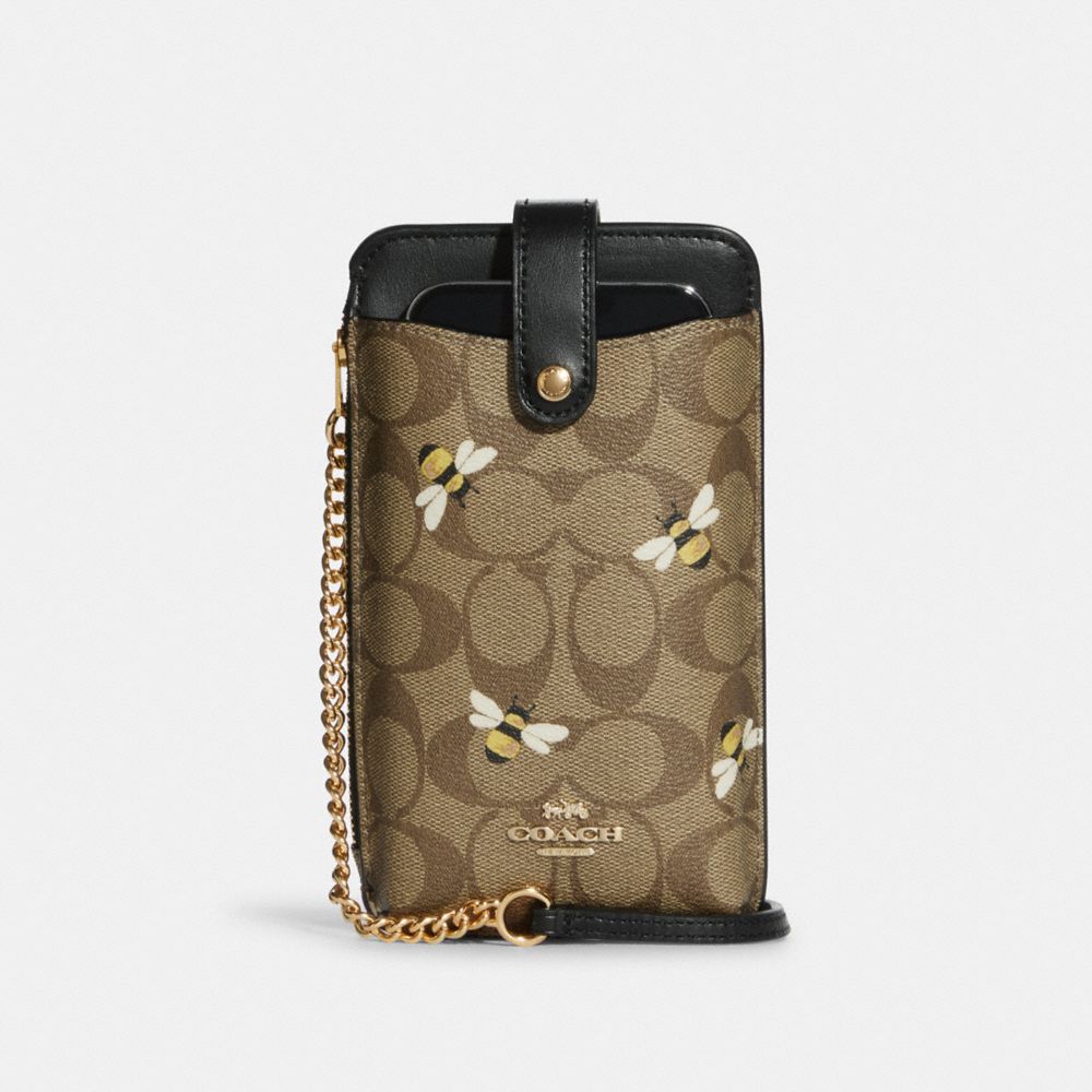 COACH Phone Crossbody In Signature Canvas With Bee Print