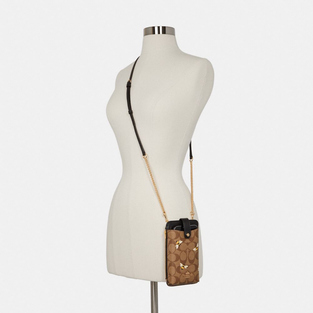 COACH®,Phone Crossbody In Signature Canvas With Bee Print,,Alternate View