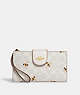 COACH®,PHONE WALLET IN SIGNATURE CANVAS WITH BEE PRINT,Coated Canvas/Leather,Gold/Chalk/Glacier White Multi,Front View