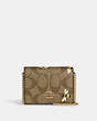 COACH®,MINI WALLET ON A CHAIN IN SIGNATURE CANVAS WITH BEE PRINT,Coated Canvas/Signature Coated Canvas/Smooth Le...,Gold/Khaki Multi,Front View