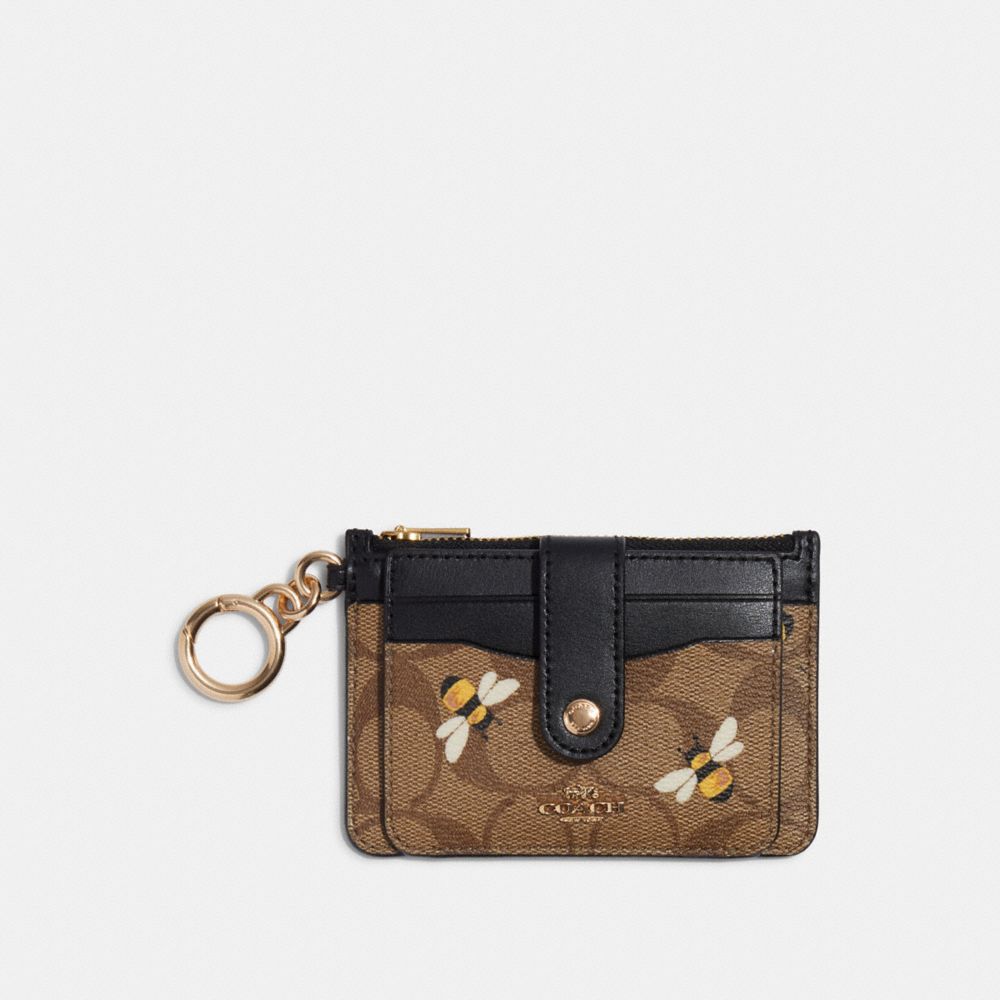 COACH® | Attachment Card Case In Signature Canvas With Bee Print