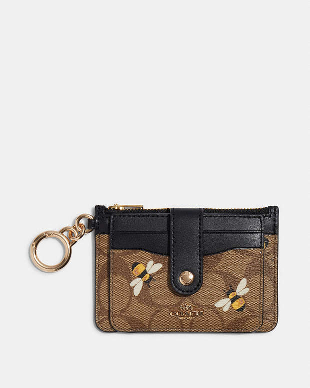 COACH® | Attachment Card Case In Signature Canvas With Bee Print