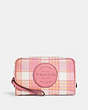 Dempsey Boxy Cosmetic Case 20 With Garden Plaid Print And Coach Patch