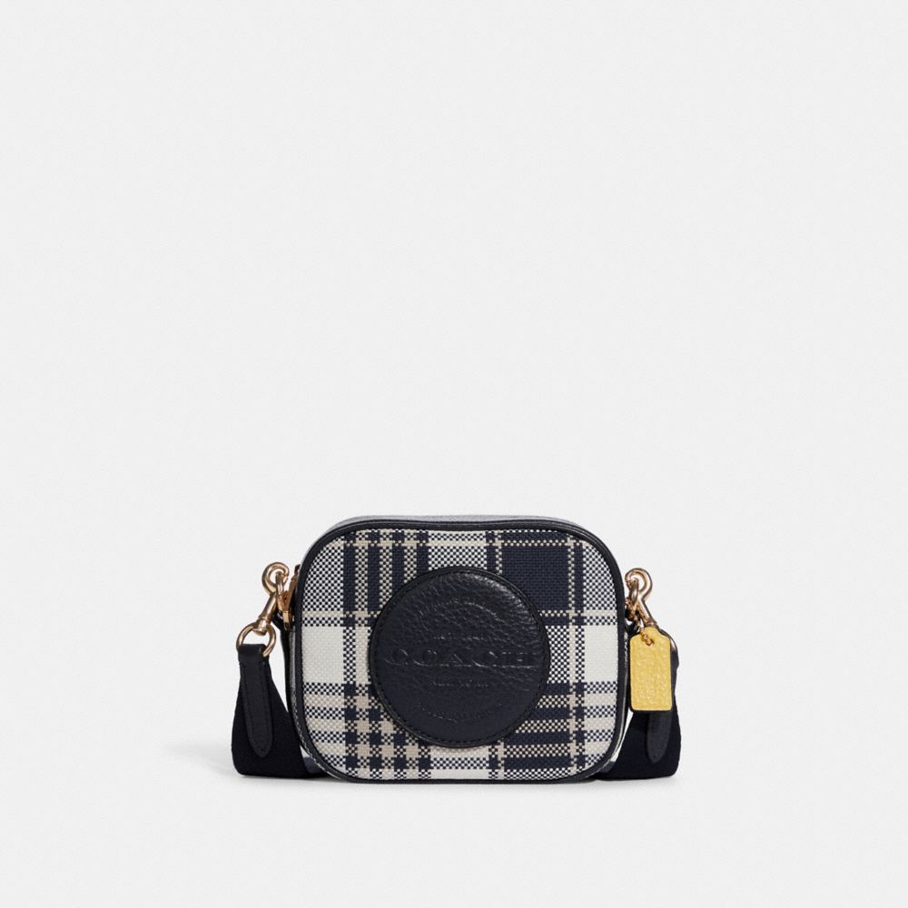 COACH Mini Dempsey Camera Bag With Garden Plaid Print And Coach