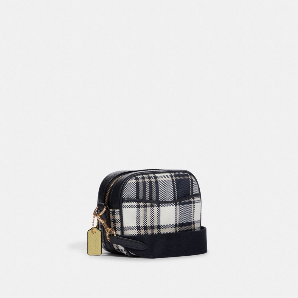 Mini camera bag with buffalo plaid print sale