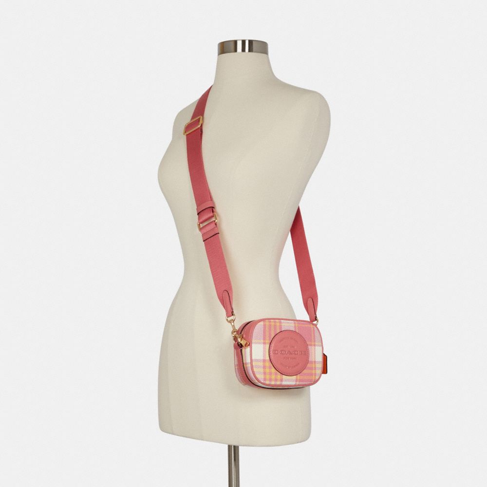 COACH®,Mini Dempsey Camera Bag With Garden Plaid Print And Coach Patch,,Alternate View