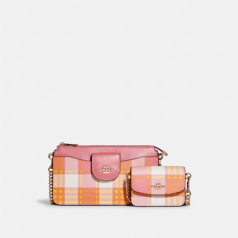 Poppy Crossbody With Card Case With Garden Plaid Print