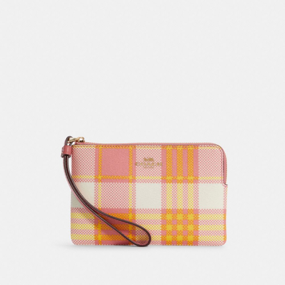 Plaid Pattern Long Wallet Zipper With Wristlet