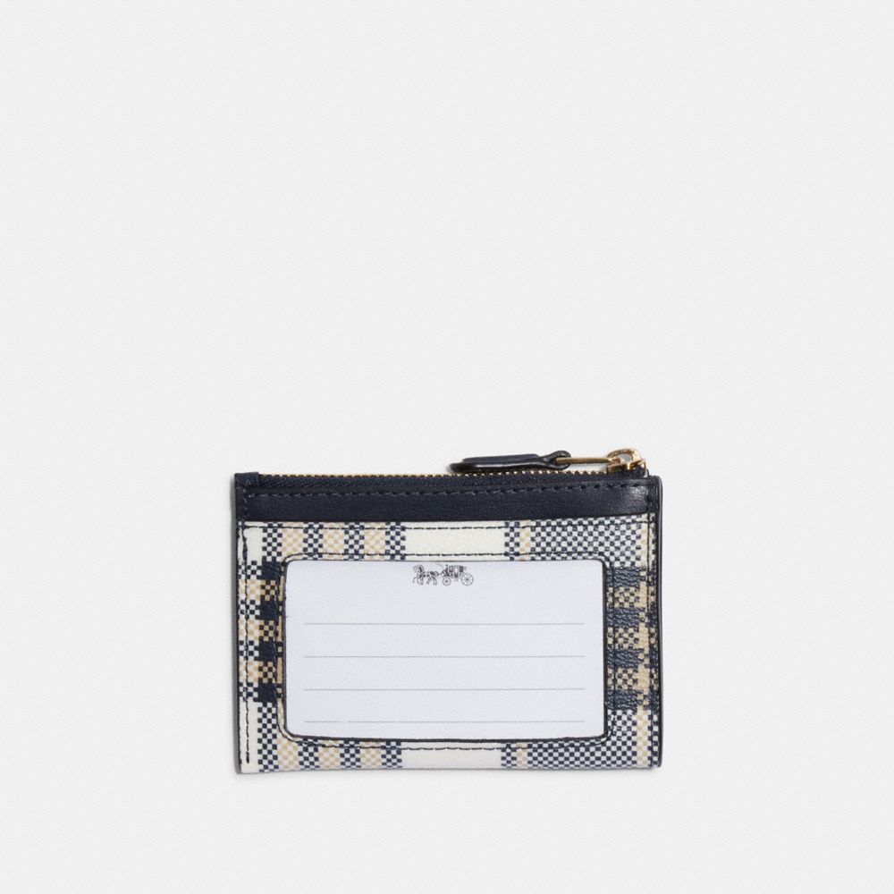 COACH®,Mini Skinny Id Case With Garden Plaid Print,,Back View