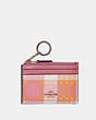 COACH®,MINI SKINNY ID CASE WITH GARDEN PLAID PRINT,Gold/Taffy Multi,Front View