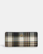 COACH®,SLIM WALLET WITH GARDEN PLAID PRINT,Gold/Midnight Multi,Front View