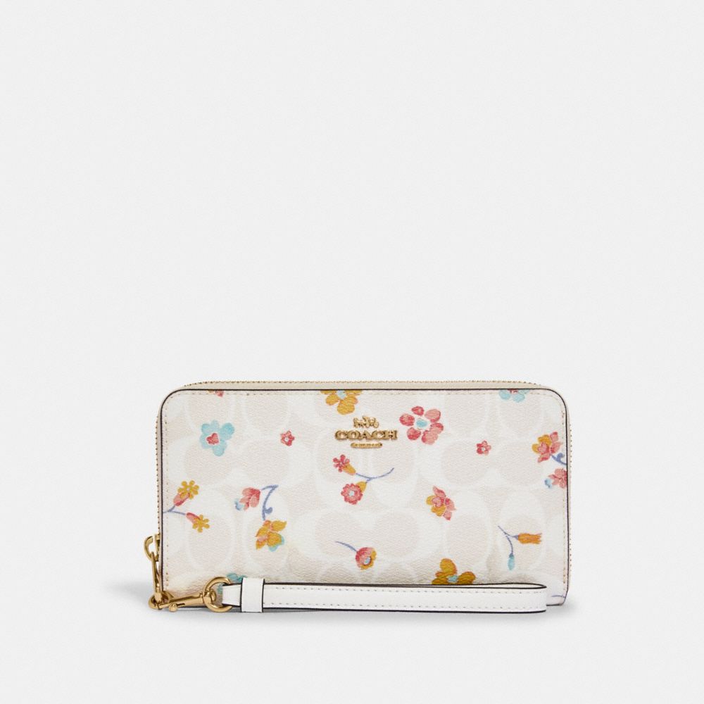 COACH®  Long Zip Around Wallet In Signature Canvas With Country Floral  Print