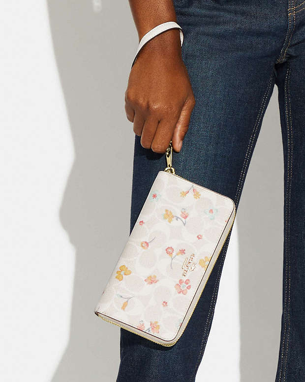 COACH® | Long Zip Around Wallet In Signature Canvas With Mystical