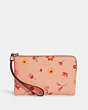 COACH®,CORNER ZIP WRISTLET WITH MYSTICAL FLORAL PRINT,Mini,Gold/Faded Blush Multi,Front View