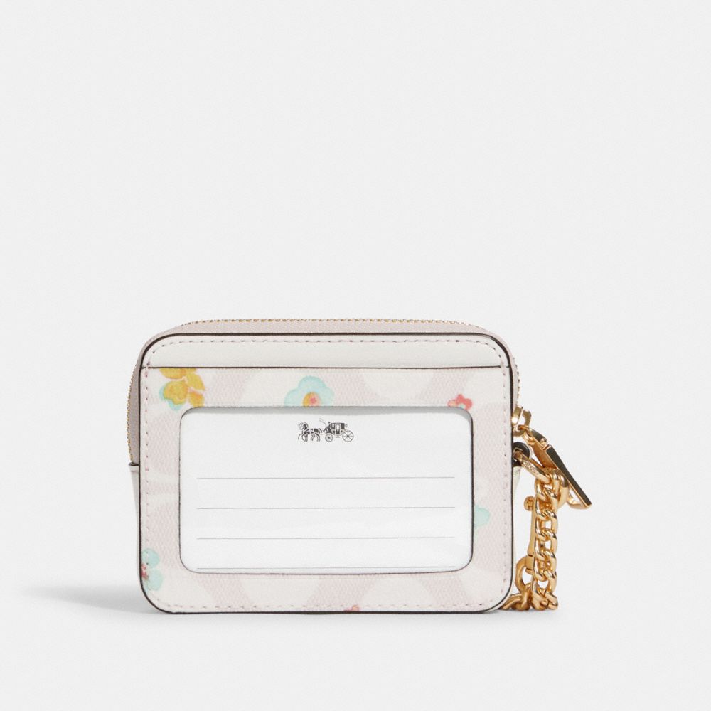 COACH® | Zip Card Case In Signature Canvas With Mystical Floral Print