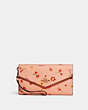 COACH®,TRAVEL ENVELOPE WALLET WITH MYSTICAL FLORAL PRINT,Gold/Faded Blush Multi,Front View