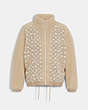 COACH®,FULL SHERPA JACKET IN RECYCLED POLYESTER,Recycled Polyester,Beige,Front View