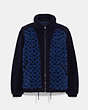 COACH®,FULL SHERPA JACKET IN RECYCLED POLYESTER,Recycled Polyester,Navy,Front View