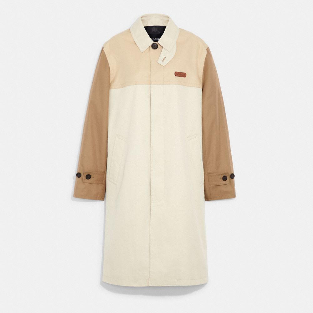 Colorblock Trench Coat In Organic Cotton And Recycled Polyester